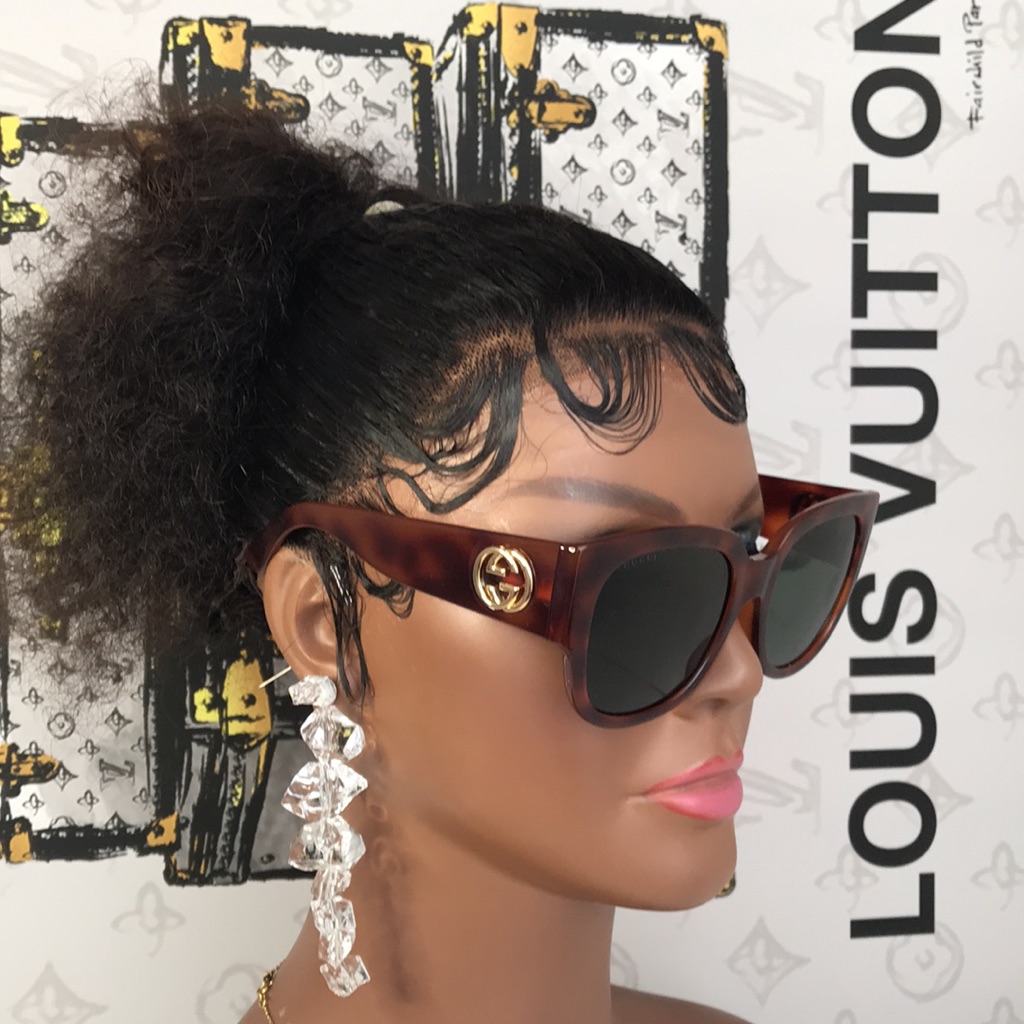 New - Gucci Brown Tortoise Shell Acetate Oversized Frame Gg0142sa